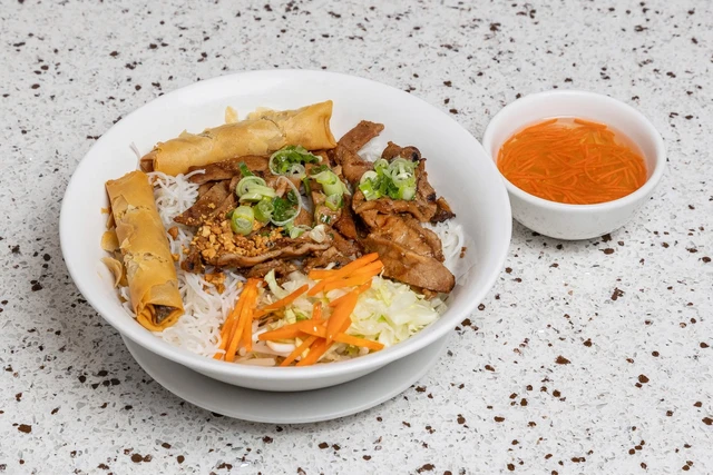 Grilled pork vermicelli bowl - bun thit nuong - at Saigon Royal Vietnamese restaurant in Calgary SE