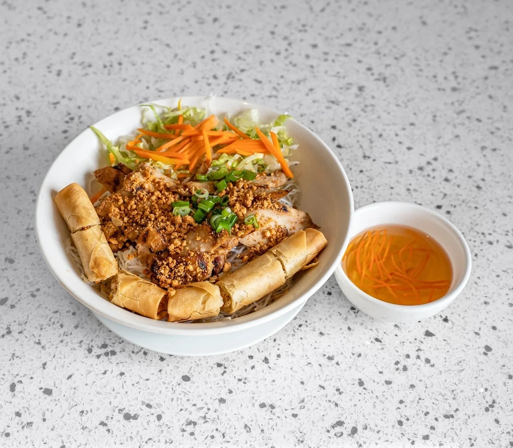 Vietnamese lemongrass chicken with steamed rice at Saigon Royal Restaurant, Douglasdale Calgary